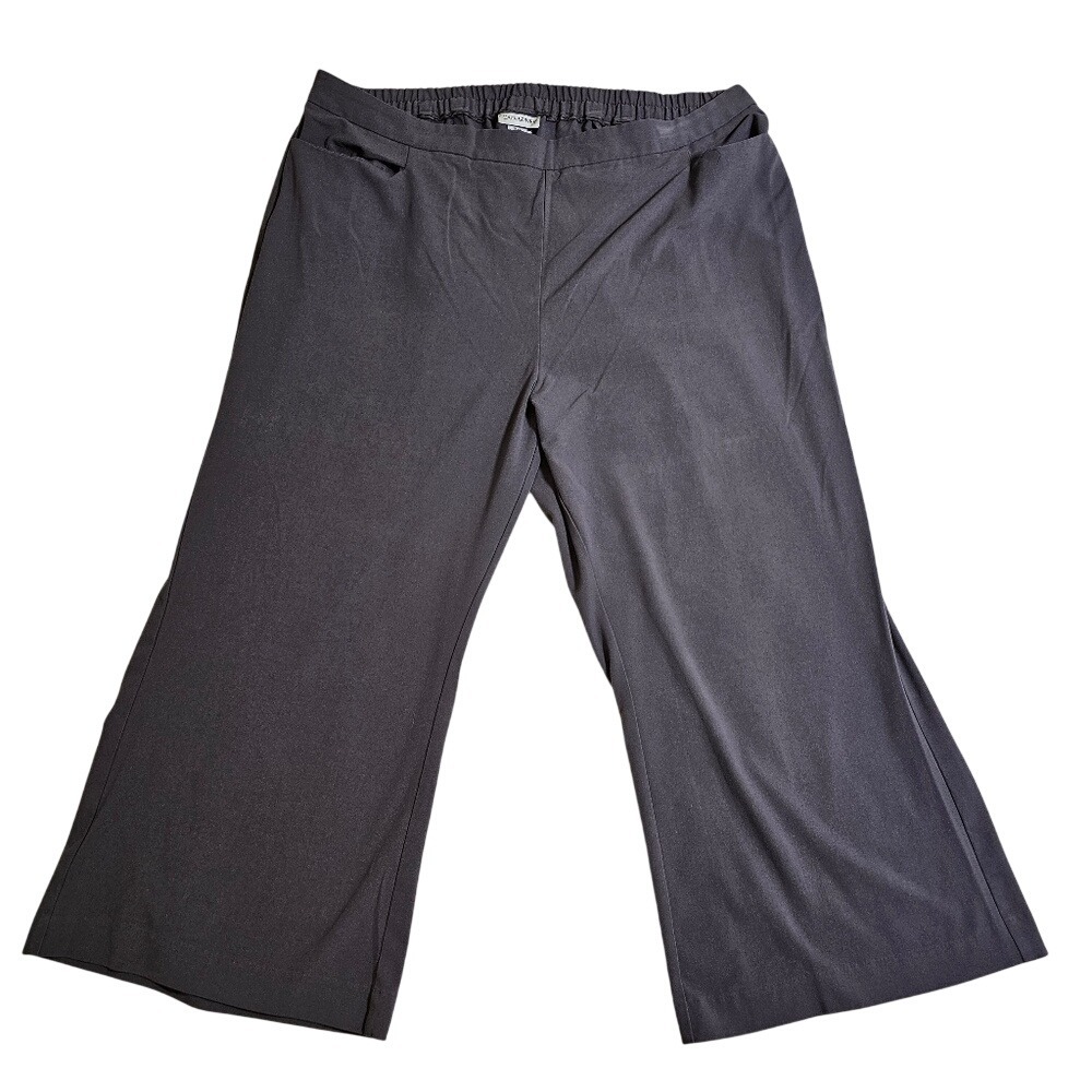 Catherines Refined 3X W P 26/28 Gray Wide-Leg Stretchy Pants Trousers